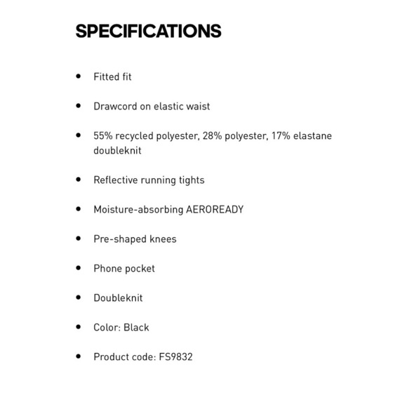 Adidas Own The Run Tights Black White XS - Picture 4 of 14